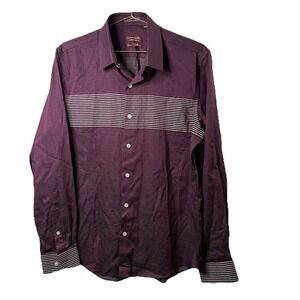 Leonardo Cerimonia Men's Dress Shirt Size 16/41 Slim Fit Purple Supima Cotton
